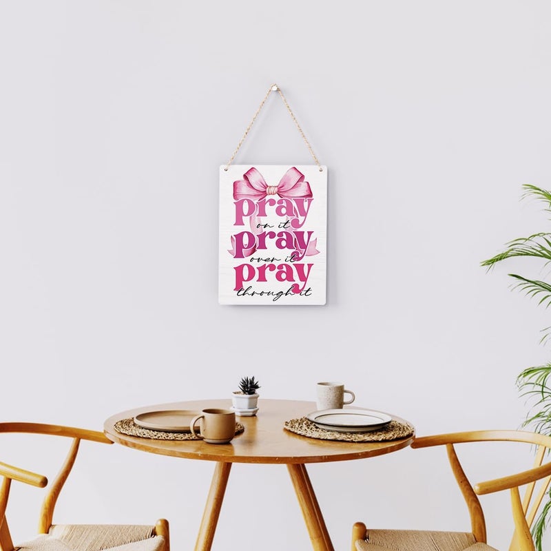 BELLOWDEER Pink Room Decor Christian Wall Decoration Bedroom Decor for Teen Girls Pink Dorm Room Decoration Bible Verses Wall Decor for Women Gift, Wooden Sign Wall Art Easter Decoration for Farmhouse Home Porch Bedroom Office - Image 4